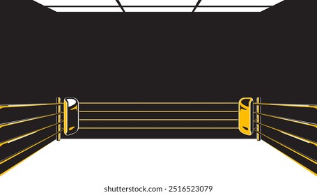 Boxring mit Lichtern. Sportkonzept.

