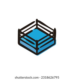 Boxing ring - Mexico icon (Hand-drawn line, colored version)