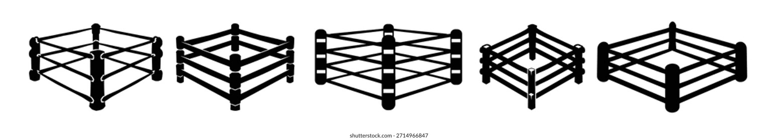 boxing ring silhouette clipart bundle