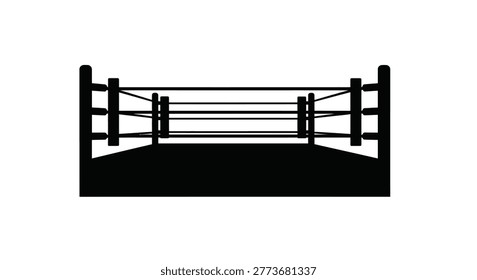 Boxing ring silhouette on a white background black and white