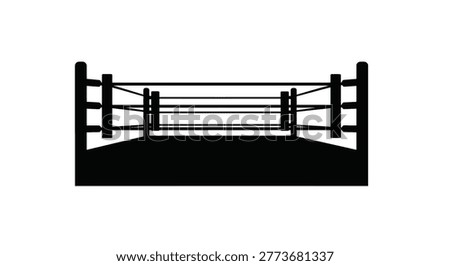 Boxing ring silhouette on a white background black and white