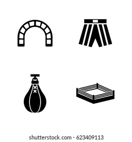 Boxing Ring. Simple Related Vector Icons Set for Video, Mobile Apps, Web Sites, Print Projects and Your Design. Black Flat Illustration on White Background.