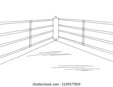 Boxing Ring Sport Corner Graphic Black White Sketch Illustration Vector 