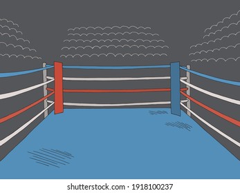 Boxing ring sport graphic color sketch illustration vector