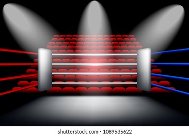 Boxing Ring With Spotlights Vector Design Eps.10