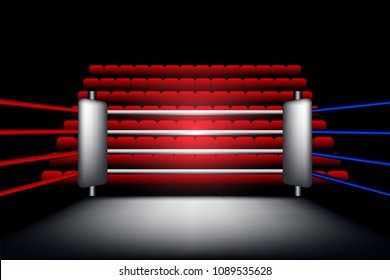 Boxing Ring With Spotlights Vector Design Eps.10