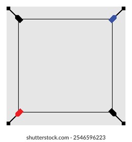 Boxing ring top view isolated on white background. Vector illustration