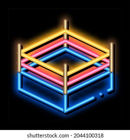 Boxing Ring Top View Neon Light Sign Vector. Glowing Bright Icon Boxing Ring Top View Sign. Transparent Symbol Illustration