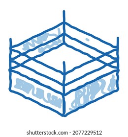 Boxing Ring Top View Sketch Icon Vector. Hand Drawn Blue Doodle Line Art Boxing Ring Top View Sign. Isolated Symbol Illustration