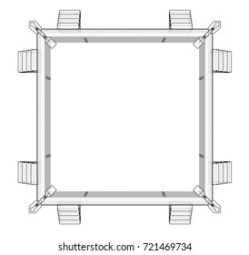 Boxing ring. Vector rendering of 3d. Wire-frame style. The layers of visible and invisible lines are separated