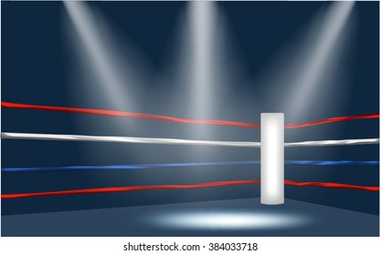 boxing ring white corner with 3spotlights