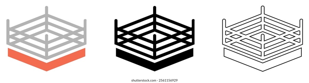 Boxing ring or wrestling sport arena vector pictogram sign icon symbol ui and ux design, glyphs and stroke line