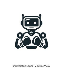 boxing robot technology logo vector illustration template design