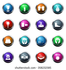 Boxing round glossy web icon set