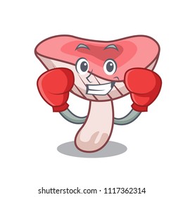 Boxing russule mushroom character cartoon