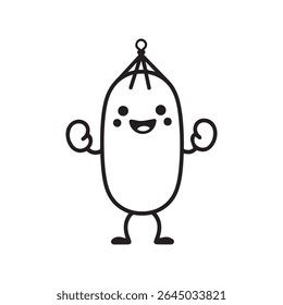 Boxing sandbag vector in doodle style