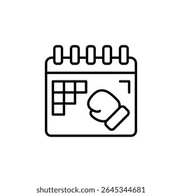 Boxing Schedule With Glove Icon On A Calendar Illustration Isolated
