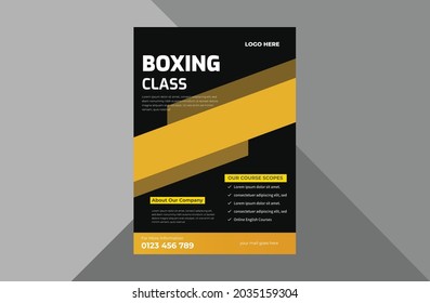 boxing school flyer design template. boxing sports poster leaflet design. a4 template, brochure design, cover, flyer, poster, print-ready