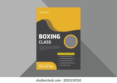 boxing school flyer design template. boxing sports poster leaflet design. a4 template, brochure design, cover, flyer, poster, print-ready