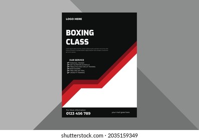 plantilla de diseño de volante de escuela de boxeo. diseño de panfletos deportivos de boxeo. plantilla a4, diseño de folletos, portada, volante, afiche, listo para imprimir