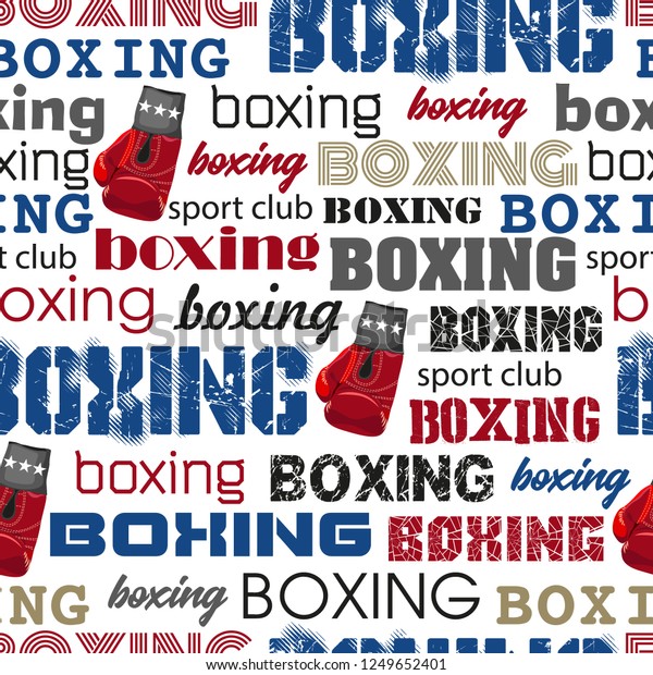 Boxing Seamless Pattern Text Wallpaper Vintage Stock Vector Royalty Free