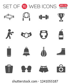 Boxing. Set of 16 high quality web icons