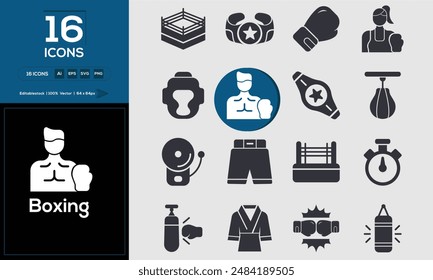 Boxing Set of high-quality icons that are suitable for Boxing. And change your next projects with minimalist icon design, perfect for websites, mobile apps, books, social media