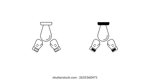 boxing set icon with white background vector stock illustration