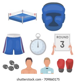 Boxing set icons in cartoon style. Big collection of boxing vector symbol stock illustration