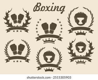 Boxing set. Isolated boxing on vintage background