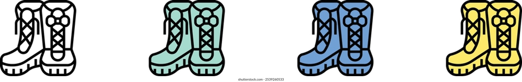 boxing shoe icon. Outline, Green, Blue and Yellow Style Design Isolated On White Background