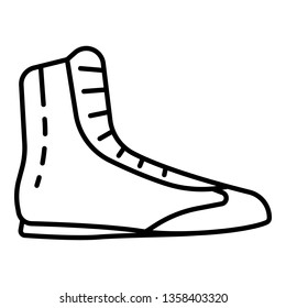 Boxing shoe icon. Outline boxing shoe vector icon for web design isolated on white background