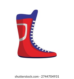 Boxing shoe vector icon, red wrestling or boxing boot vector illustration