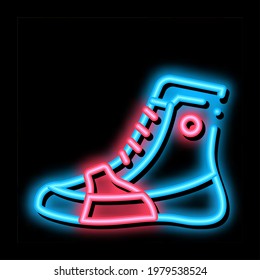 Boxing Shoes Sneakers neon light sign vector. Glowing bright icon Boxing Shoes Sneakers sign. transparent symbol illustration