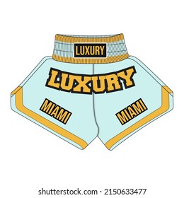 Boxing Short Short Streetwear, Urban Design Tosca and Yellow Color Commercial Use