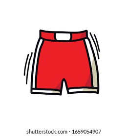 icono de doodle en corto de boxeo, ilustración vectorial