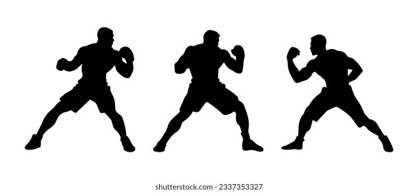 Boxing silhouette black filled vector Illustration
