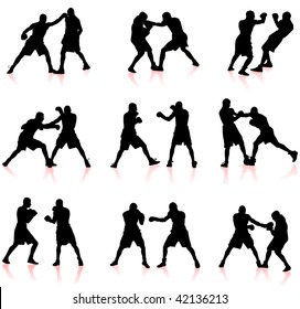 boxing silhouette collection background