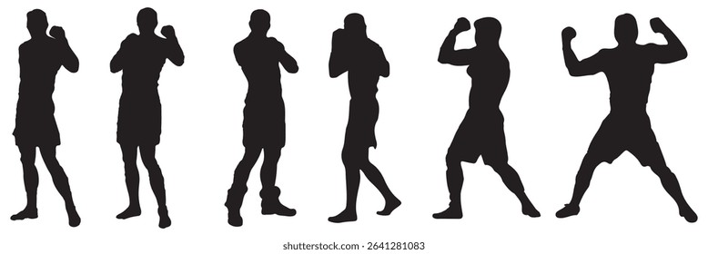 Boxing silhouette, Double Boxing set box icon, Boxing illustration, silhouette, set icon, silhouette . EPS 10