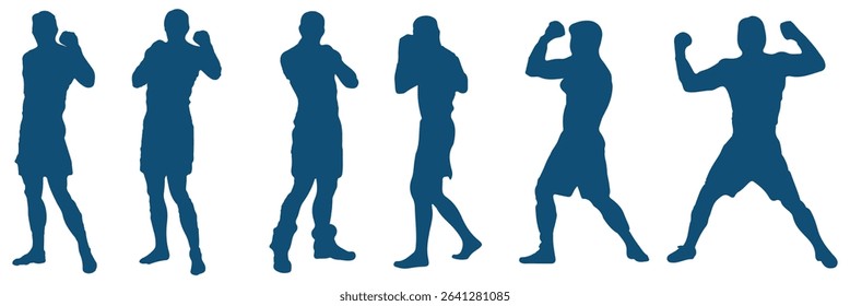 Boxing silhouette, Double Boxing set box icon, Boxing illustration, silhouette, set icon, silhouette . EPS 10