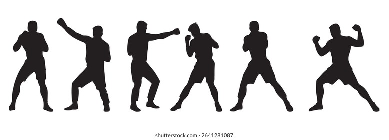 Boxing silhouette, Double Boxing set box icon, Boxing illustration, silhouette, set icon, silhouette . EPS 10