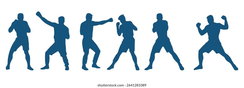 Boxing silhouette, Double Boxing set box icon, Boxing illustration, silhouette, set icon, silhouette . EPS 10