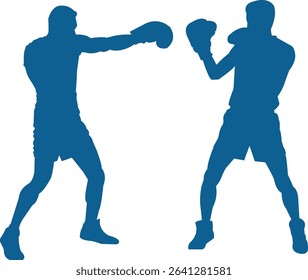 Boxing silhouette, Double Boxing set box icon, Boxing illustration, silhouette, set icon, silhouette, Boxer dogs icon . EPS 10