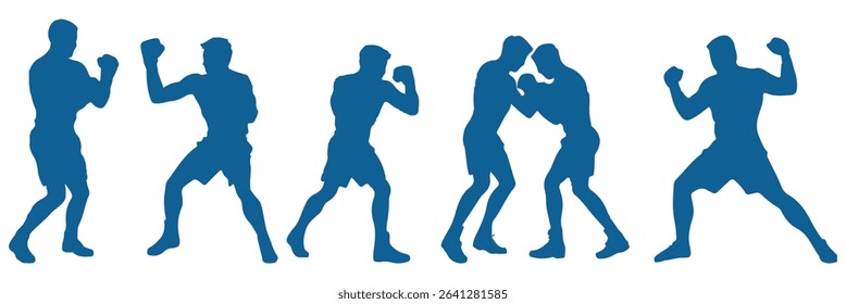 Boxing silhouette, Double Boxing set box icon, Boxing illustration, silhouette, set icon, silhouette, Boxer dogs icon . EPS 10