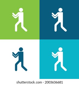 Boxing Silhouette Flat four color minimal icon set