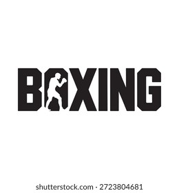 Silueta de boxeo integrada en una tipografía atrevida que muestra la energía dinámica del deporte