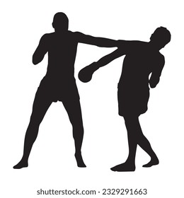 boxing silhouette isolated black on white background vector illustration