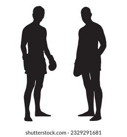 boxing silhouette isolated black on white background vector illustration