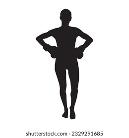 boxing silhouette isolated black on white background vector illustration