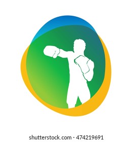 Boxing silhouette sport vector gradient icon